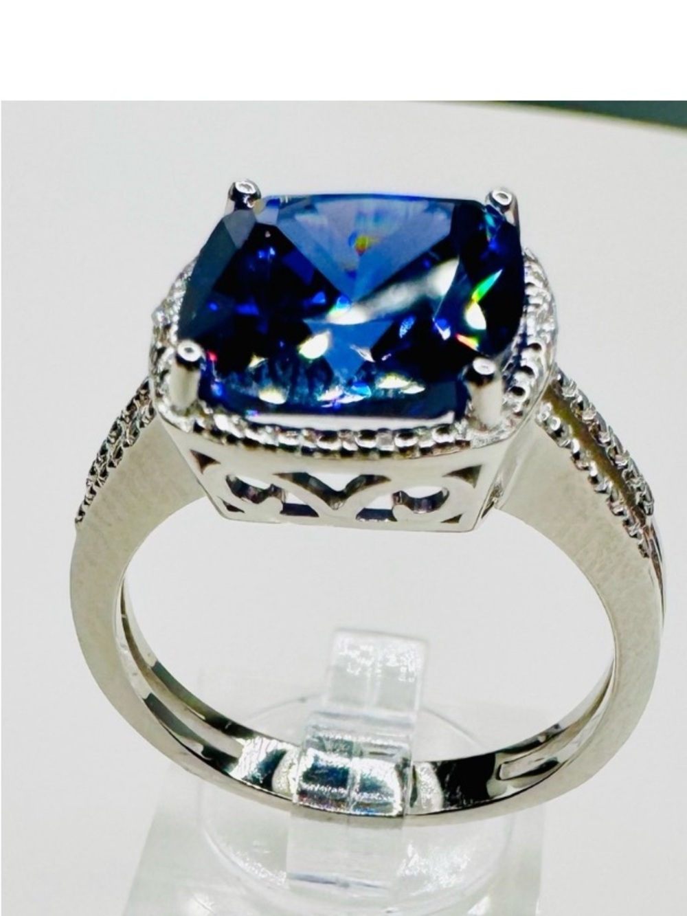 Ring TANZANITE 5 Carat gemstone set in 925 sterling silver size 8 - Picture 5 of 7